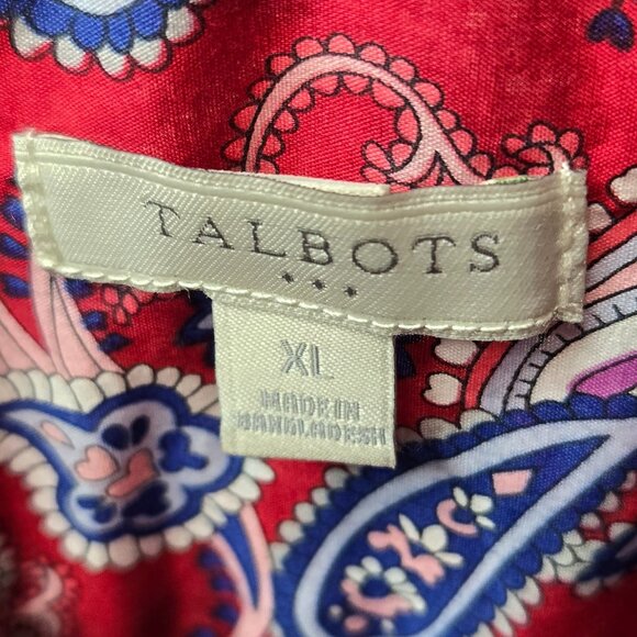 Talbots Paisley Roll Sleeve Shirt Women's Button Up Handkerchief Print Boho XL - Picture 6 of 6
